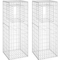 Vidaxl Gabion Basket Posts 2 Pcs 50X50X140 cm Iron