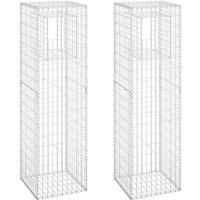 Vidaxl Gabion Basket Posts 2 Pcs 50X50X180 cm Iron