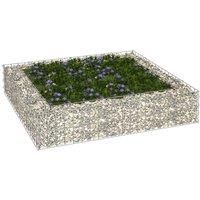 vidaXL Gabion Raised Bed - Galvanised Steel Silver Flower Plant Border - Mesh Grid Design - Rustproof & Weather-Resistant - 100x100x20 cm