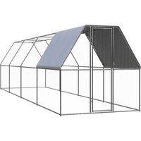 vidaXL Outdoor Chicken Cage 2x8x2 m Galvanised Steel, Silver