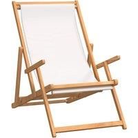 vidaXL Folding Beach Chair Solid Wood Teak Cream