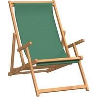 vidaXL Folding Beach Chair Solid Wood Teak Green