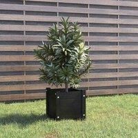 vidaXL Solid Pinewood Black Garden Planter - Spacious Flower Pot with Drain Functionality, Ideal Decoration for Balcony, Patio, Garden & Outdoor Space
