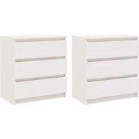 vidaXL Solid Pinewood Bedside Cabinets - Pair of White Nightstands with Storage Drawers for Bedroom Organization, 60x36x64 cm, Modern Design