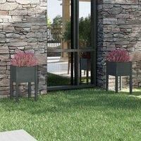 1/2x Solid Pinewood Garden Planter Flower Box Planter Pot Brown/White vidaXL