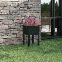 vidaXL Solid Pinewood Garden Planter Black Patio Raised Bed Flower Box Divider