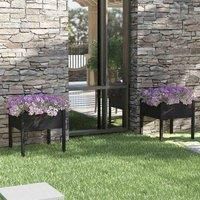 vidaXL Solid Pinewood Garden Planters in Black - Set of 2 - Weather-Resistant and Durable - 70x70x70 cm - Ideal for Flowers and Plants - Requires Assembly