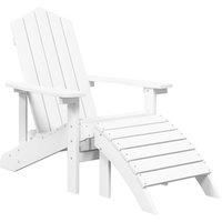 vidaXL Outdoor Garden Adirondack Chair Set with Footstool – Weather-Resistant HDPE Construction – White Color Easy Maintenance – Comfortable High Backrest – Assembly Required