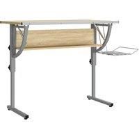 Craft Desk Engineered Wood and Steel Work Table Desk Multi Colours vidaXL