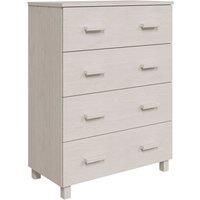vidaXL Solid Pinewood Sideboard HAMAR in Aesthetic White | Compact Storage Unit with 4 Drawers – Ideal for Living Room and Bedroom