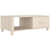 vidaXL Coffee Table with Storage in Honey Brown Finish, HAMAR Solid Pinewood Living Room Table with Drawer and Compartment