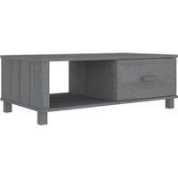 vidaXL Solid Pinewood Coffee Table HAMAR - Dark Grey Finish, Spacious Design with Drawer and Compartment, Suitable for Living Room