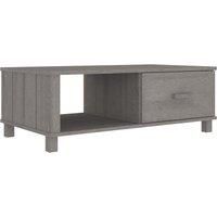 vidaXL Solid Pinewood Coffee Table /'HAMAR/' in Light Grey - Rectangular Living Room Table with Drawer and Compartment for Storage - 100x55x35cm