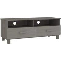 vidaXL HAMAR Solid Pinewood TV Cabinet - Light Grey, Spacious Drawers and Compartments, Easy Power Cord Management, Suitable for Living Room and Bedroom