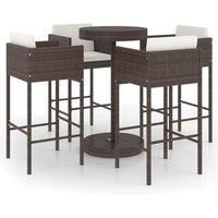 Garden Bar Set with Cushions Patio 3/5 Piece Black/Brown 75.5/60.5 cm vidaXL
