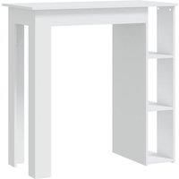 vidaXL Modern Bar Table with Shelf, Space-Saving Design, Engineered Wood in White - Easy Assembly & Cleaning - Ideal for Small Apartments, Kitchens & Dining Areas