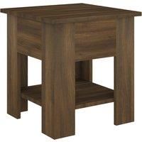 vidaXL Coffee Table – Brown Oak Square Table, Engineered Wood, Indoor Furniture Piece, Detachable Storage Shelf, Modern Design, Easy to Clean