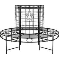 vidaXL Black Steel Round Tree Bench Ø137 cm - Weather-Resistant Outdoor Wrap-around Design, Stylish Garden/Patio Decor, Ample Seating Space, Requires Assembly
