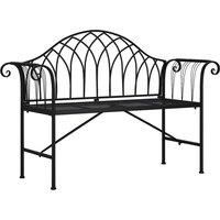 2-Seater Garden Bench 128 cm Black Steel Seating Chair vidaXL