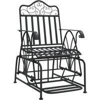 vidaXL Black Steel Glider Bench - Weather-Resistant Outdoor Seating with Rocking Function, Comfortable Back Support and Broad Seat, Stylish Patio Furniture