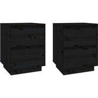 vidaXL Bedside Cabinets 2 pcs Black 40x35x50 cm Solid Wood Pine