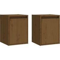 Vidaxl Wall Cabinets 2 Pcs Honey Brown 30X30X40 Cm Solid Wood Pine, Brown