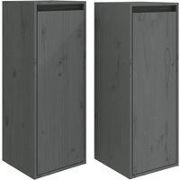 Vidaxl Wall Cabinets 2 Pcs Grey 30X30X80 Cm Solid Wood Pine, Grey