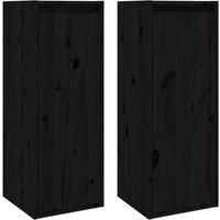 Vidaxl Wall Cabinets 2 Pcs Black 30X30X80 Cm Solid Wood Pine, Black