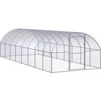 vidaXL Outdoor Chicken Coop - Ample 3x8x2m Chicken Run with Durable Galvanised Steel Construction - Ideal for Poultry, Ducks etc. - Easy-clean Wire Mesh Design