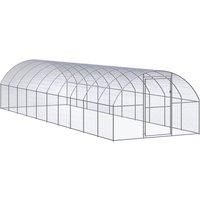 vidaXL Outdoor Chicken Coop 3x10x2 m Galvanised Steel, Silver