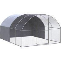 vidaXL Outdoor Chicken Coop Garden Terrace Backyard Poultry House Animal Cage Chicken Hen Hutch Run Safety 3x4x2 m Galvanised Steel