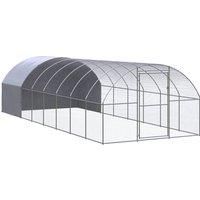 vidaXL Outdoor Chicken Coop 3x8x2 m Galvanised Steel, Silver