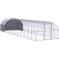 vidaXL Outdoor Chicken Coop 3x12x2 m Galvanised Steel, Silver