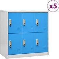 vidaXL Steel Locker Cabinets Set, Light Grey and Blue, Modern Design, Large Multi-Compartment Storage, Ideal for Office & Home - 90x45x92.5 cm
