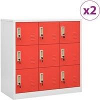 vidaXL Locker Cabinets 2 pcs Light Grey and Red 90x45x92.5 cm Steel