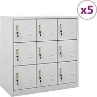 vidaXL Locker Cabinets 5 pcs Light Grey 90x45x92.5 cm Steel