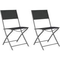 2/4x Folding Outdoor Chairs Steel and Textilene Dining Chair Grey/Black vidaXL