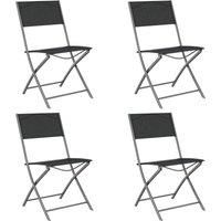 2/4x Folding Outdoor Chairs Steel and Textilene Dining Chair Grey/Black vidaXL
