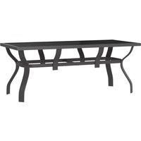 vidaXL Powder-Coated Steel and Glass Garden Table - Modern Grey and Black Outdoor Furniture Piece for Patio, Deck and Garden Areas