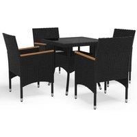 Garden Dining Set Poly Rattan and Tempered Glass Black/Brown 3/5 Piece vidaXL
