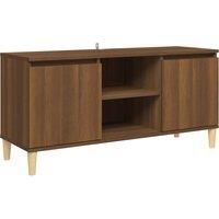 Vidaxl Tv Cabinet With Solid Wood Legs Brown Oak 103 5X35X50 Cm