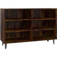 vidaXL Sideboard Smoked Oak Engineered Wood Standing Shelf Storage Cabinet - 6 Shelf - Industrial - Living Room/Bedroom/Office Furniture - 103.5x35x70 cm