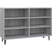 vidaXL Industrial-Style Sideboard in Grey Sonoma - Engineered Wood and Metal Construction with 6 Shelves for Ample Storage