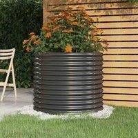 vidaXL Powder-coated Steel Garden Planter - Anthracite Raised Bed Flower Pot, Weather-Resistant Design, Suitable for Outdoor Use