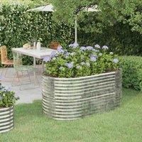vidaXL Garden Raised Bed - Robust Powder-coated Steel Construction for Outdoor Use - 152 x 80 x 68 cm - Spacious Planter for Flowers, Herbs, Vegetables - Silver