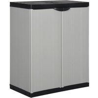 vidaXL Garden/Patio Storage Cabinet - Compact Design with Lock Feature, Grey, 1 Shelf, Made from Durable PVC and PP Material, Perfect for Outdoors, Easy to Clean