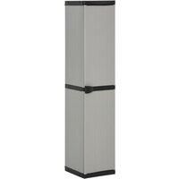 vidaXL Garden Storage Cabinet with 3 Shelves in Grey & Black - Sturdy, Durable & Weather-resistant Patio Storage Solution with a Compact Design