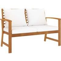 Garden Bench Outdoor Dining with Cream Cushion Solid Wood Acacia vidaXL