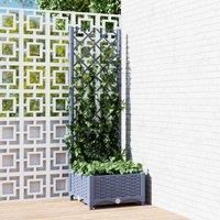vidaXL Garden Planter with Trellis Dark Grey 40x40x121.5 cm PP