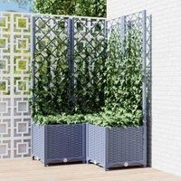vidaXL Garden Planter with Trellis - Weather-Resistant PP, Dark Grey Plant Climbing Support, Ideal for Outdoor Space - 80x80x136 cm